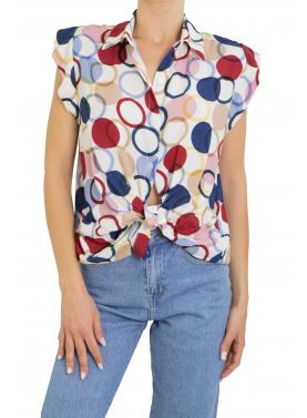 Camicia fantasia mezza manica con volant 